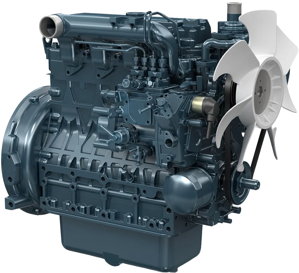 Motor diésel Kubota V2403-M-DI-E3B, 49 HP, 4 cilindros, inyección directa, Serie 03 — representante oficial en Chile