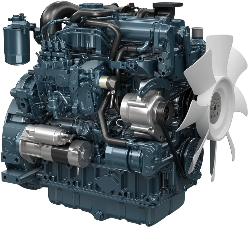 Motor Kubota V2607-DI-E3B, natural, inyección directa, 48.9 HP / 2700 RPM, norma EPA/CARB interim Tier 4 level + EU Stage IIIA