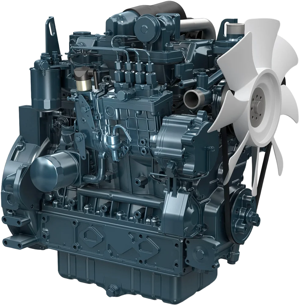 Motor diésel Kubota V3800DI-T-E3B turboalimentado, 99 HP, 4 cilindros, inyección directa, Serie V — representante oficial en Chile